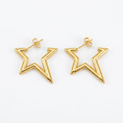 18ct Gold Plated Statement Star Stud Earrings