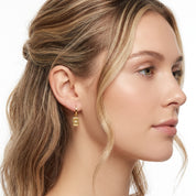 18ct Gold Plated Rectangle & Crystal Star Huggie Earrings