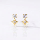 18ct Gold Vermeil Sparkling Star Stud Earrings