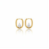 Pear Crystal Oval Hoop Earrings — Gold