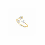 Crystal Flower & Butterfly Open Ring | Gold