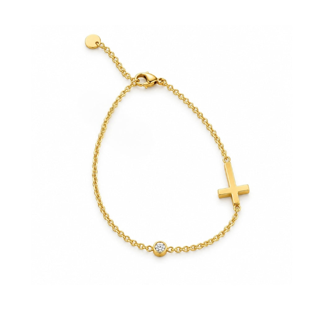Dainty Gold Cross Bracelet