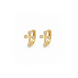 Gold-Plated CZ Cross Huggie Earrings