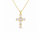 Gold-Plated CZ Cross Pendant Necklace