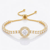 Gold Double Halo Tennis Bracelet