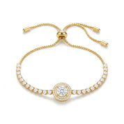 Gold Double Halo Tennis Bracelet