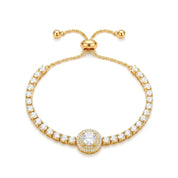 Gold Double Halo Tennis Bracelet