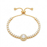 Gold Double Halo Tennis Bracelet