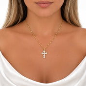 Gold Halo Cross Necklace