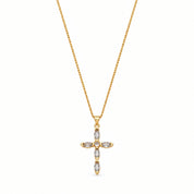 Grey Crystal Cross Necklace, 18K Gold Plated
