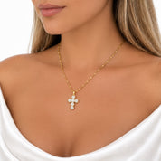 Gold Halo Cross Necklace