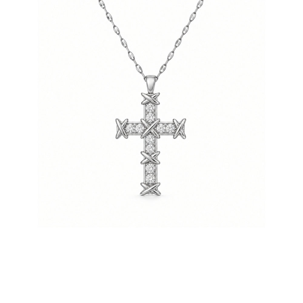 XO Cross Necklace | Silver