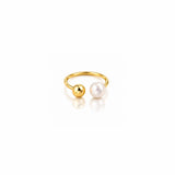Gold & Pearl Open Band Ring