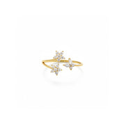 Gold ring with crystal flower design and butterfly 