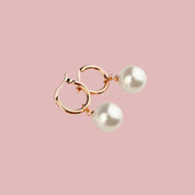 Rose Gold Pearl Huggie Earrings