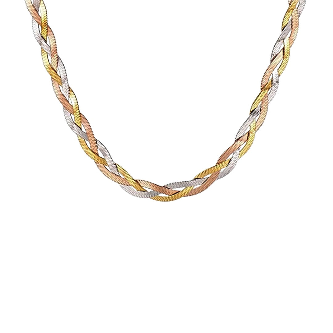 Snakeskin twist necklace mixed metal 