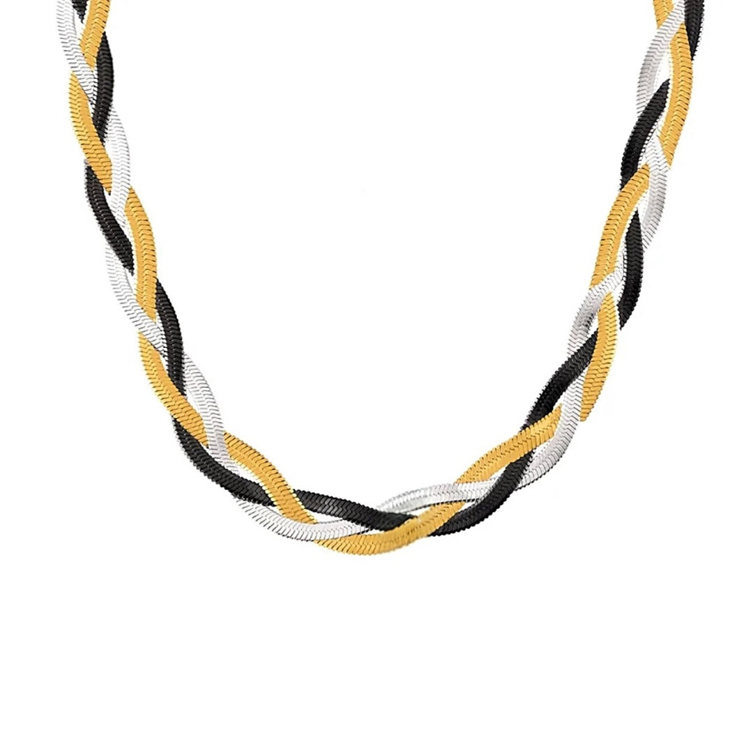 Snakeskin twist necklace 3 tone 