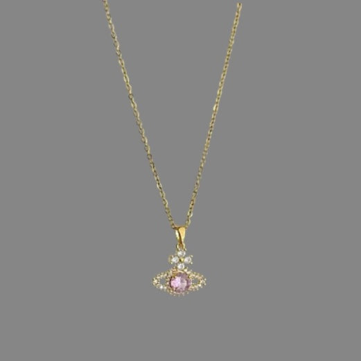 Pink orb necklace 