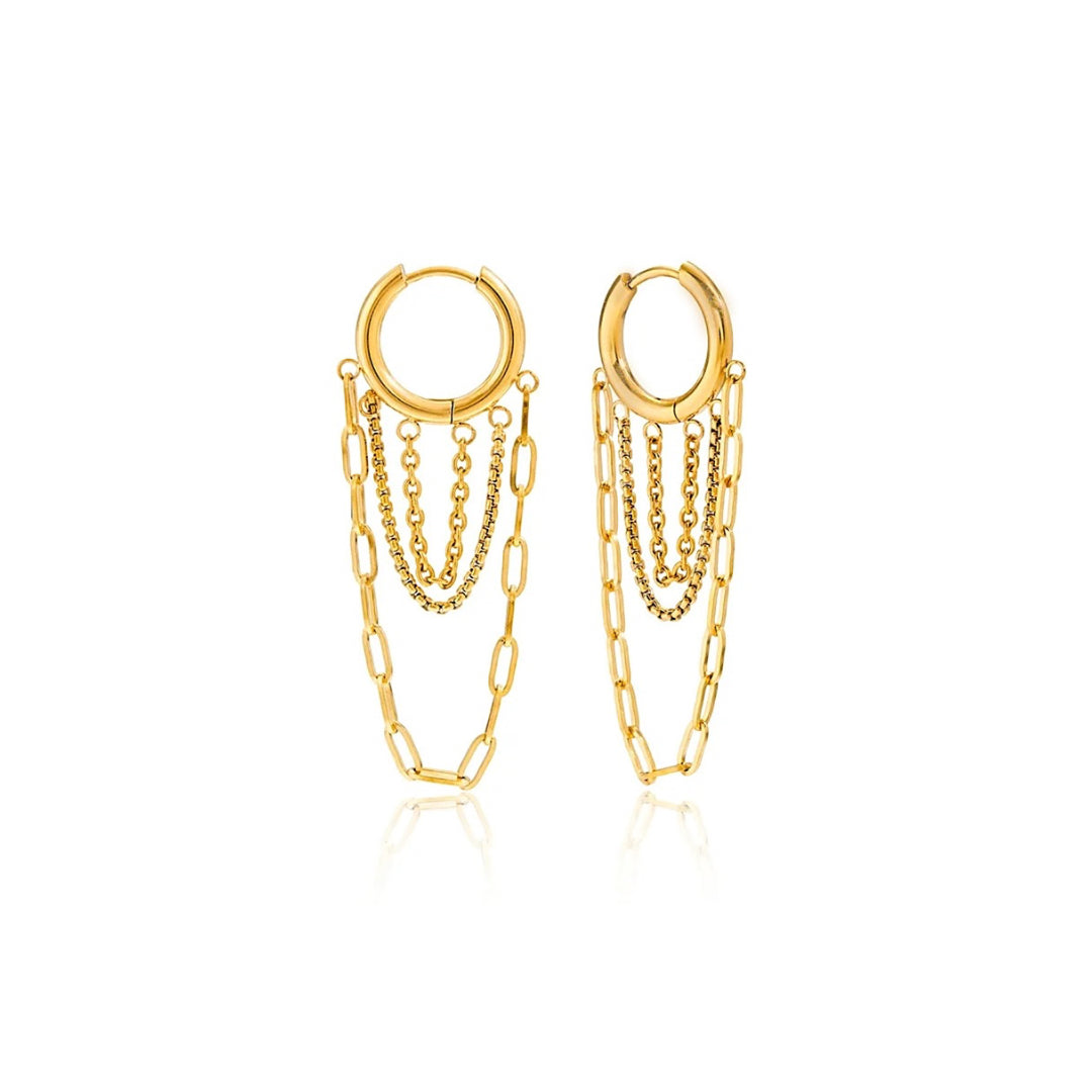 Gold chain huggie earrings 