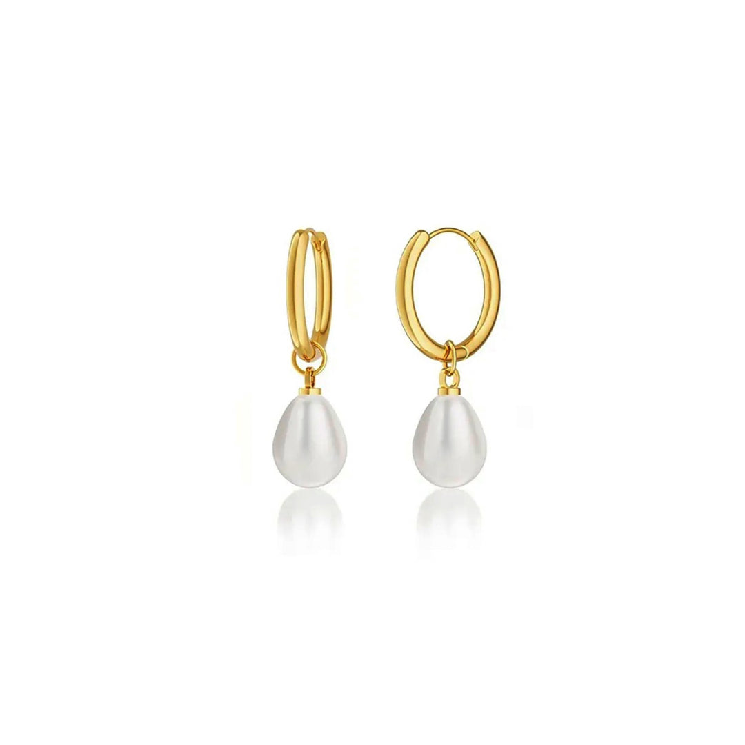 Gold Pearl huggie earrings 