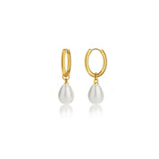 Gold Pearl huggie earrings 
