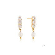 Diamond earrings with pearl drop