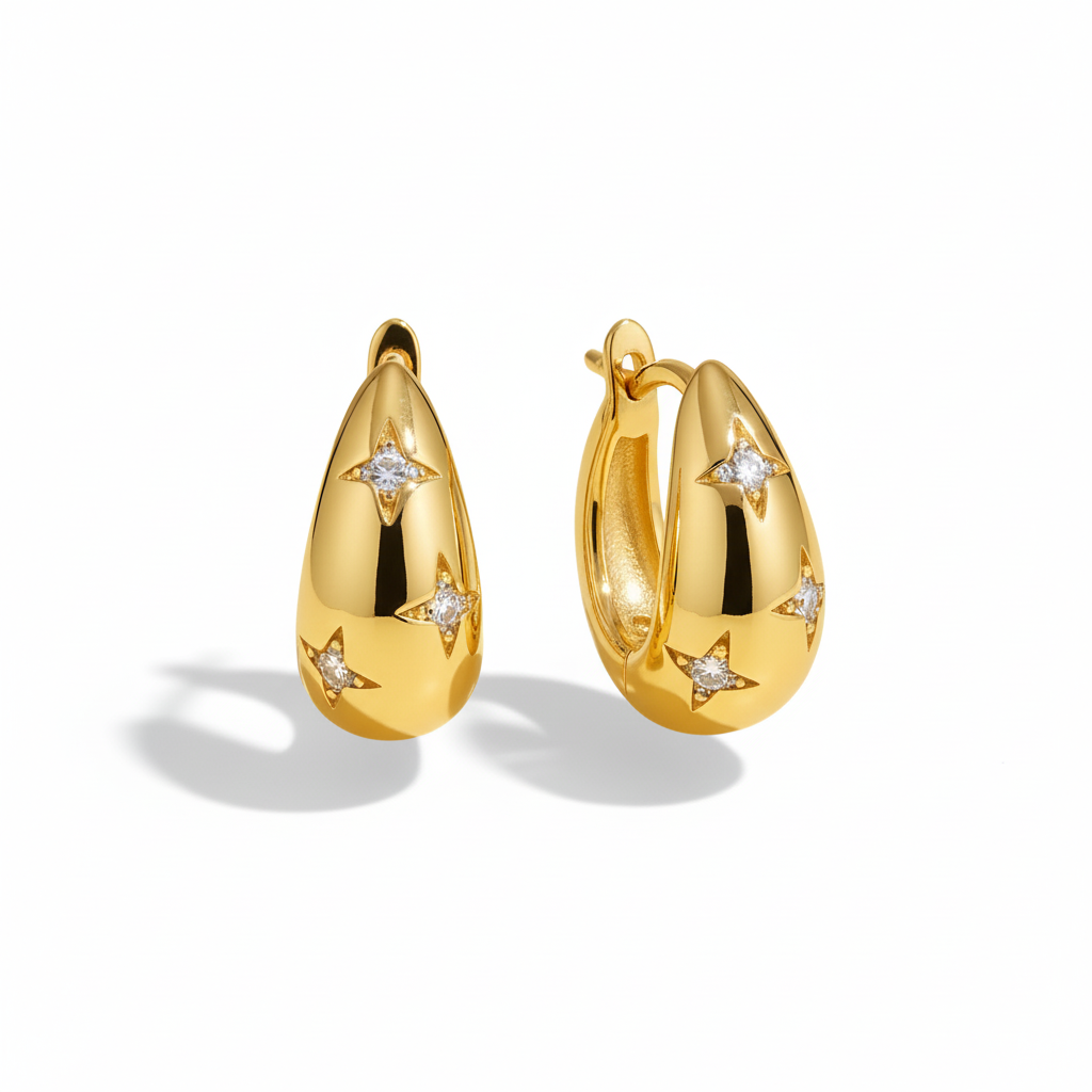 Chunky Gold Star Huggie Hoops