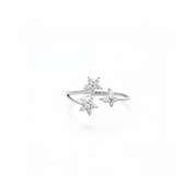Silver ring with Crystal flower and butterfly motifs