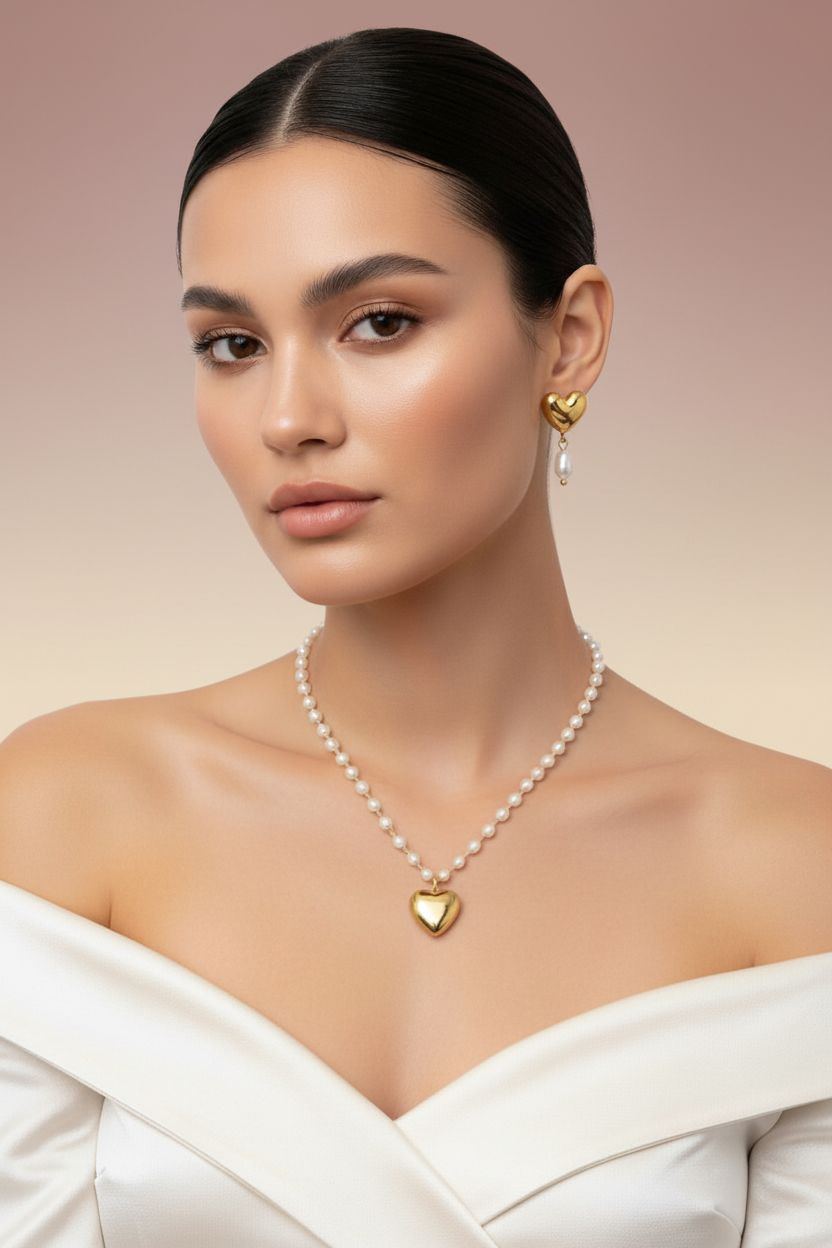 Portrait jewelry image with glossy ombré background