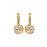 Gold Textured Dangle Disc Earrings