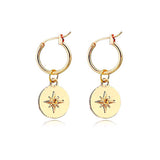 Gold Star Disc Earrings