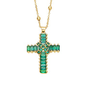 Green 18K Gold Cross Chain