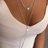 Silver Bar Layered Necklace