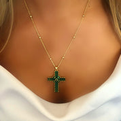 Green 18K Gold Cross Chain