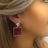 Red Square Earrings