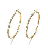Rhinestone Dotted Large Gold Hoop Earrings