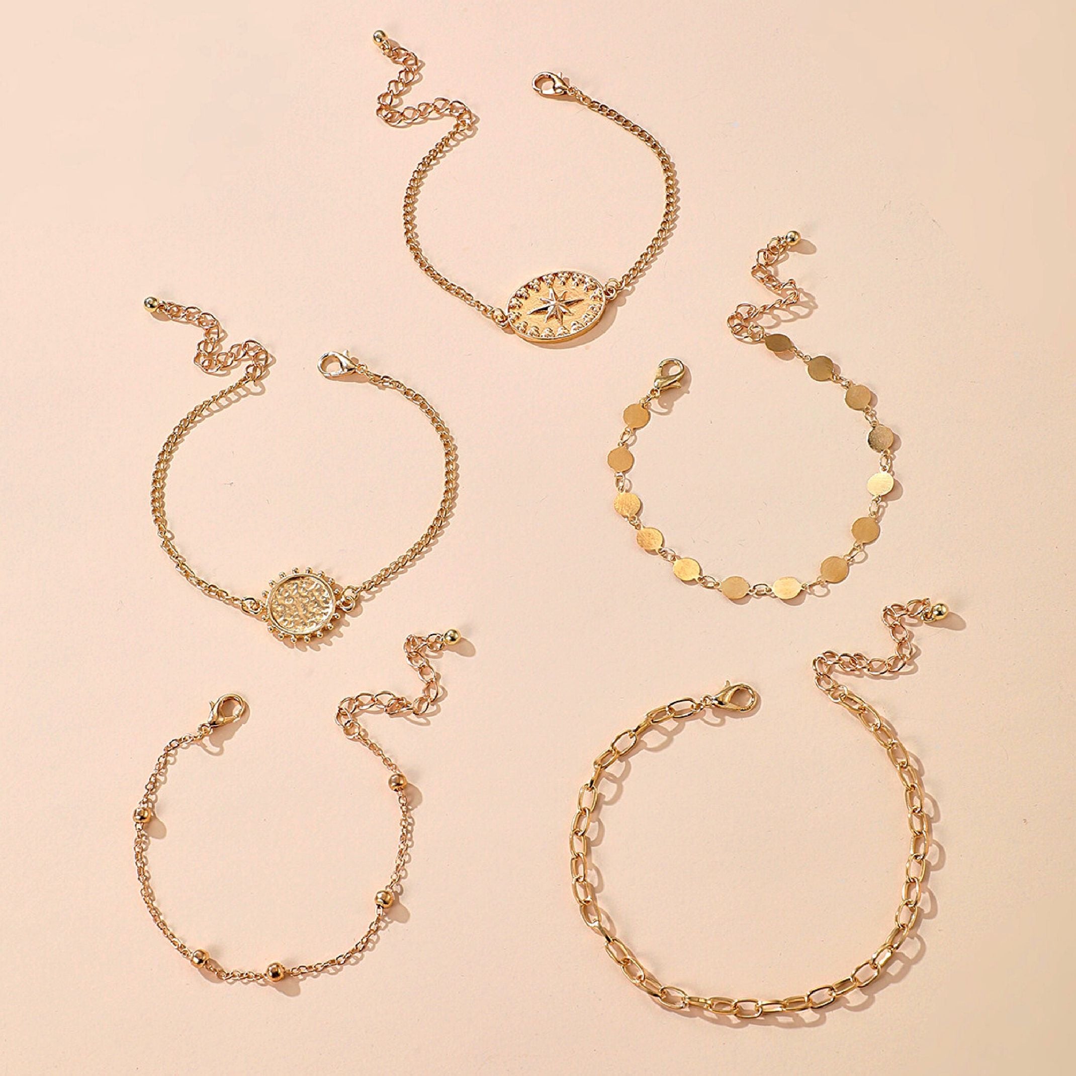 Gold pendant bracelet set 