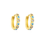 Evil Eye Huggie Earrings Light Blue
