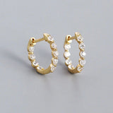 Gold Crystal Huggie Earrings