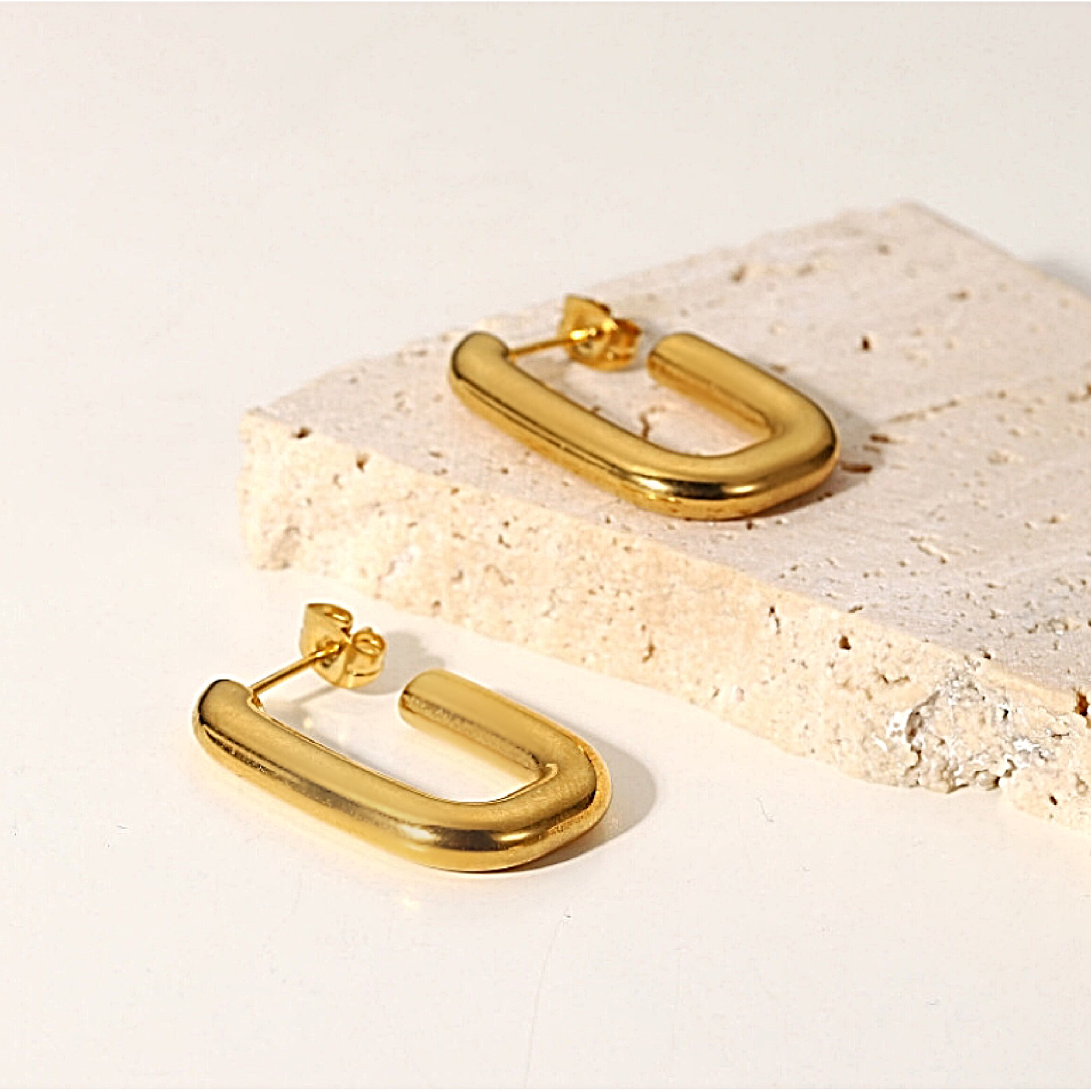 Gold rectangle hoops