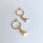 Gold bird charm earrings 